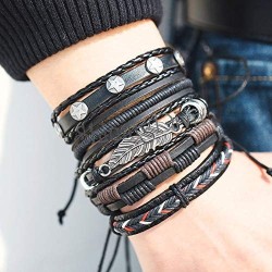 Fashion Genuine Leather Bracelet Wraps Casual Skin Friendly Bracelets for Men Boys