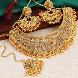 Gold Plated Choker Necklace Set Combo for Women