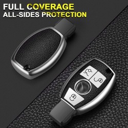 Mercedes Benz Silver Soft TPU Leather Remote Control Key Fob Cover Case