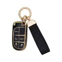Jeep Key Fob Cover With Leather Keychain, Soft Tpu Full Cover Protection Key Case