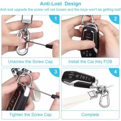 Genuine Leather Car Keychain Universal Heavy Duty Metal Key Chain Accessories Car Fob Key Keychain