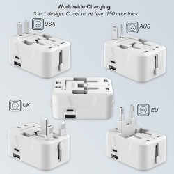 2-Pack Travel Adapter Worldwide European Universal International Power Travel Plug Adapter