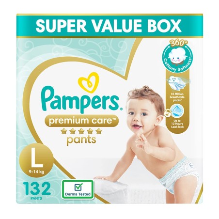 pampers premium care pants large size baby diapers l 132 count softest ever pampers pants