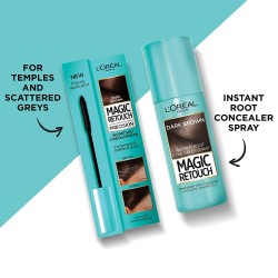 L'Oréal Paris Instant Root Concealer Spray Ideal for Touching Up Grey Root Regrowth Magic Retouch 2 Dark Brown 75ml