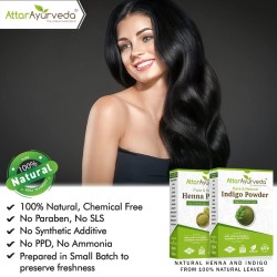 Attar Ayurveda Natural Dye For Black Hair Henna Powder Indigo Powder Combo Pack 200g+200g 400g