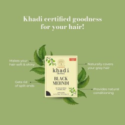 Vagad's Khadi Herbal Gramodaya Pure Natural Black Mehndi For Hair With Goodness of Neem Hair Colour Pack of 2x100g