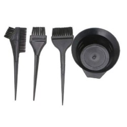 Avnish Plastic Dye Brush And Mixing Bowl Hair Colouring Kit With Hair Dye Bowl And 3 Brush Black 4 Pc