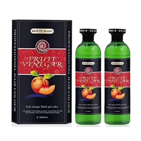 Beaute Blanc Fruit Vinegar Gel Hair Color Natural Black Color Dye For Hair Care Natural Ammonia Free Color Dye 500ml X 2