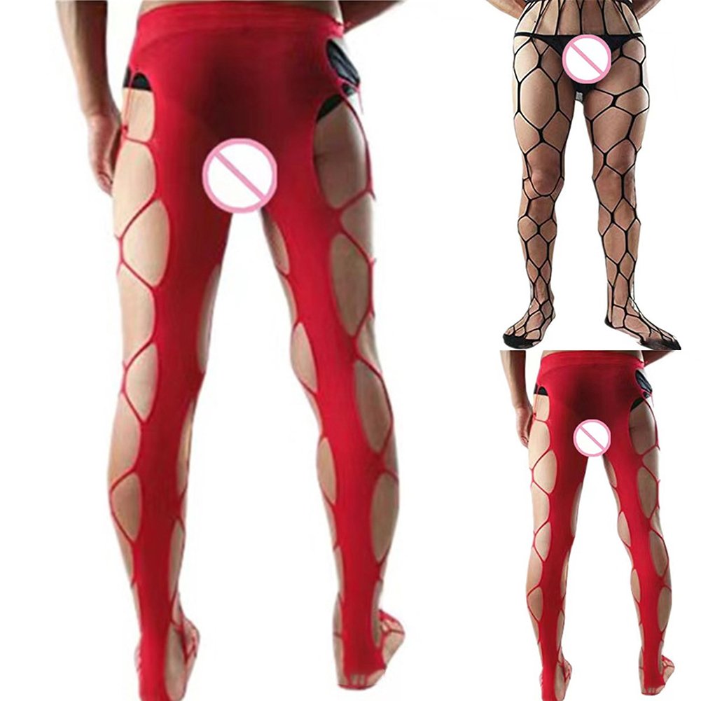 Men's Large Net Back Wide Edge Romper Mesh Stockings - Image 11