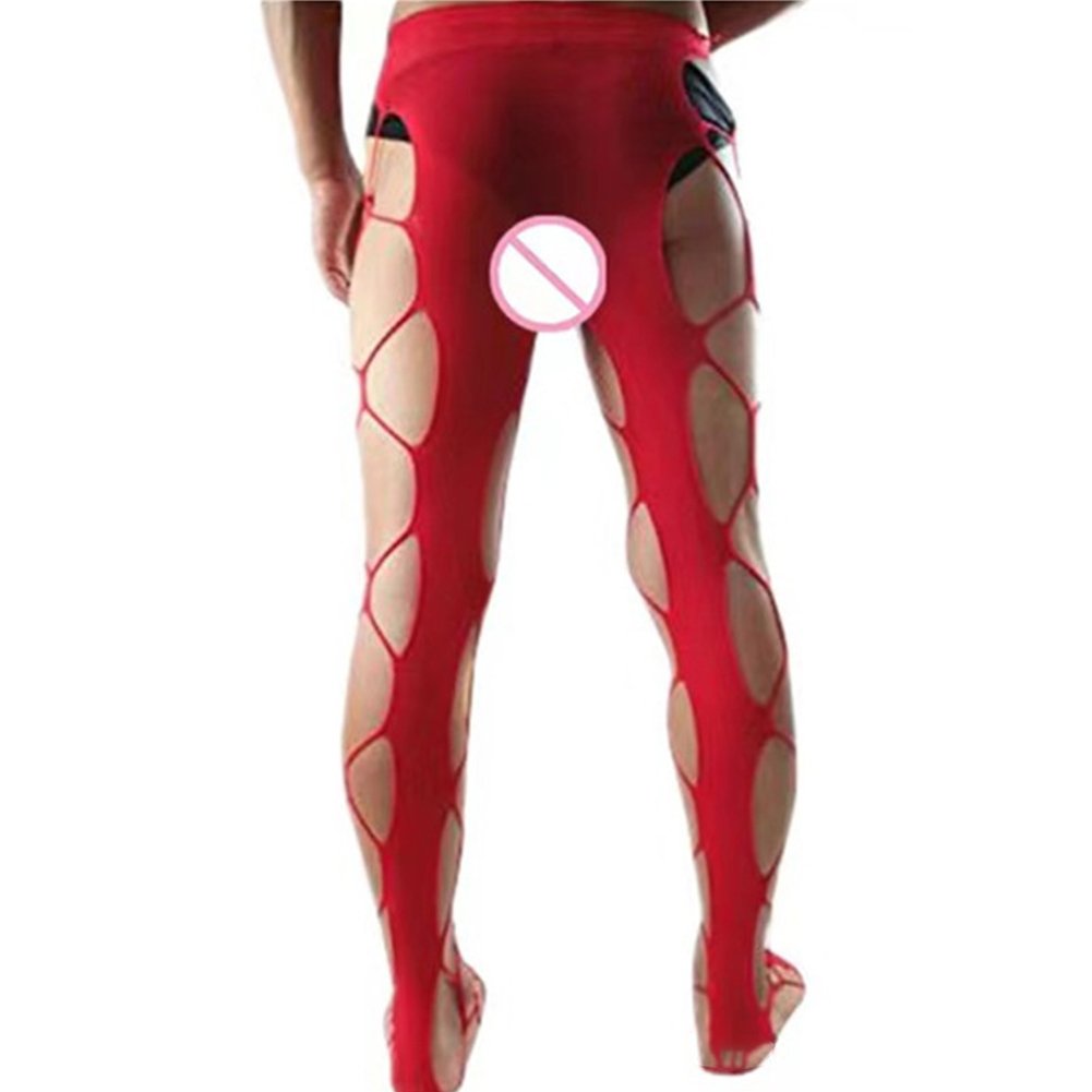 Men's Large Net Back Wide Edge Romper Mesh Stockings - Image 6