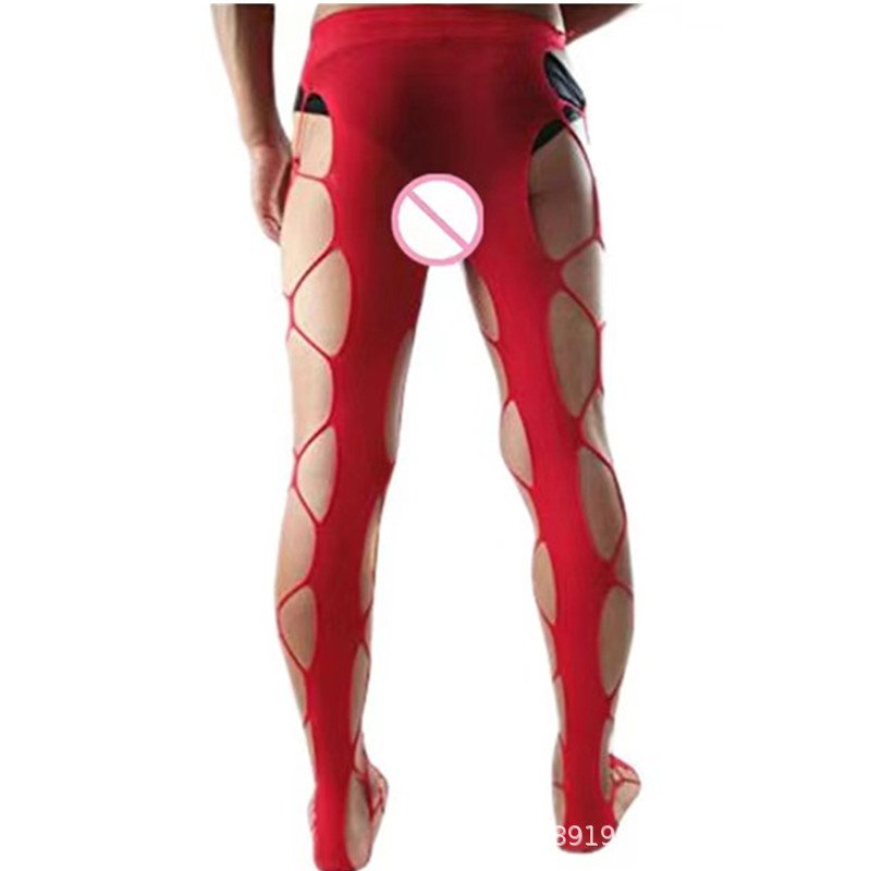 Men's Large Net Back Wide Edge Romper Mesh Stockings - Image 8