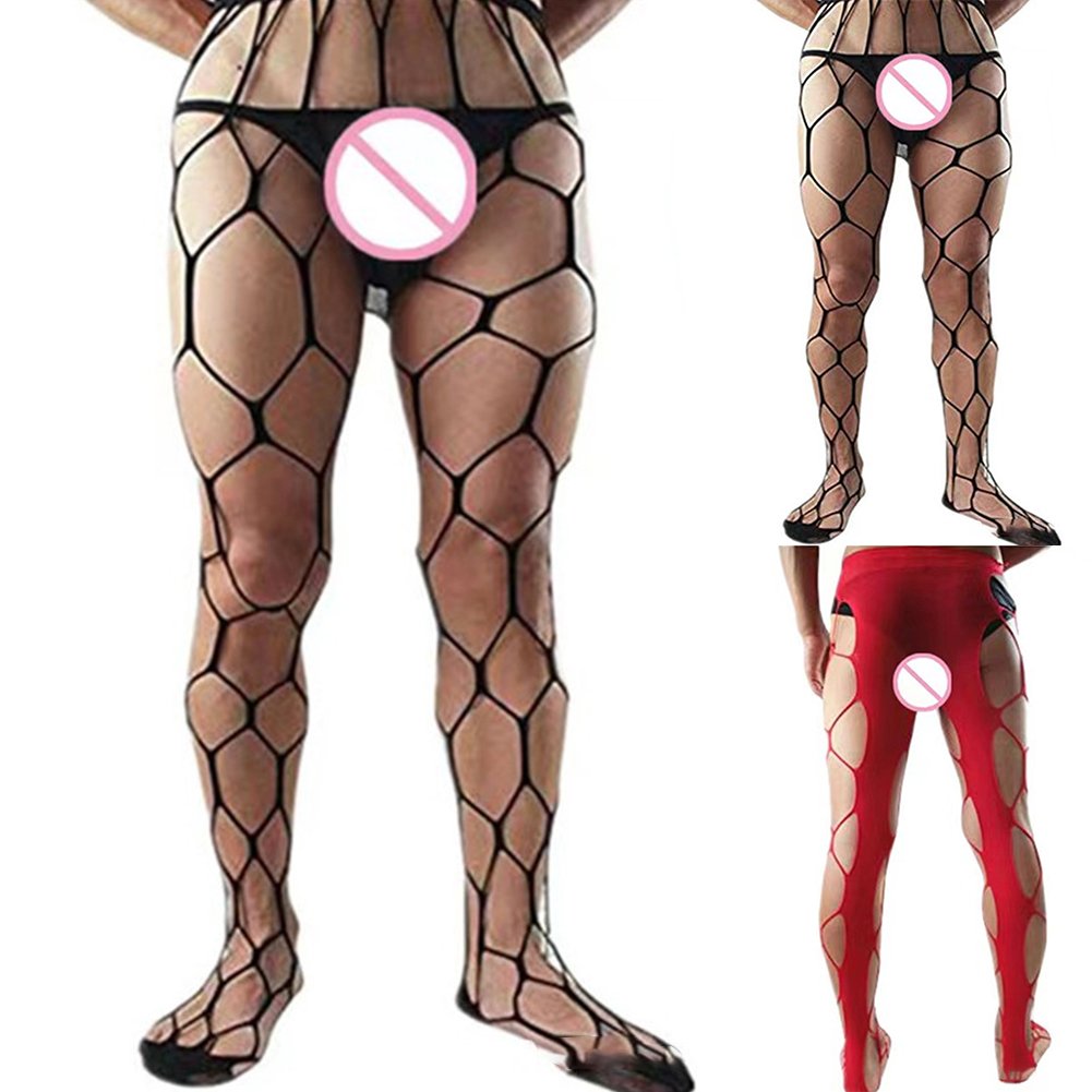 Men's Large Net Back Wide Edge Romper Mesh Stockings - Image 10