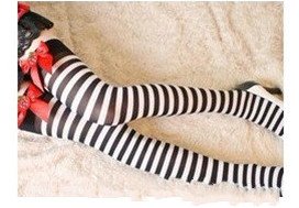 Strawberry Bow Ribbed Stockings Over The Knee - Image 2