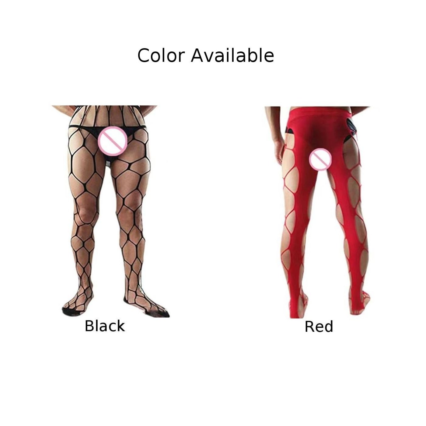 Men's Large Net Back Wide Edge Romper Mesh Stockings - Image 9