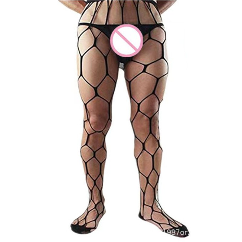 Men's Large Net Back Wide Edge Romper Mesh Stockings - Image 7