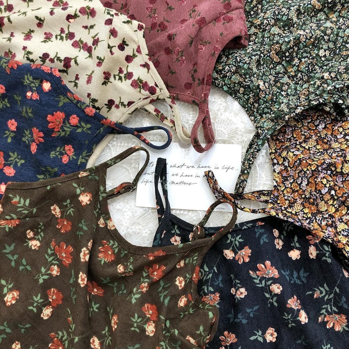 Sleeveless Dress Women Simple Print Daily Spring Corduroy Retro Soft Lovely - Image 8