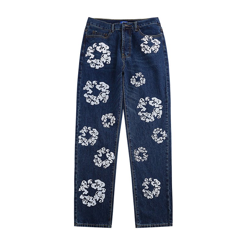 Men's Fashion Loose Casual Full Printed Kapok Jeans - Image 5