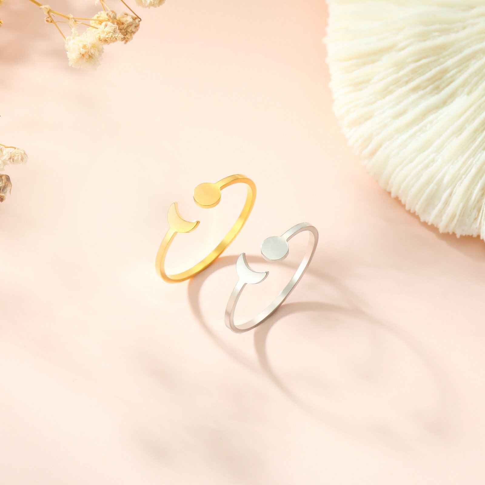 Star And Moon Ring Stainless Steel Adjustable - Image 2