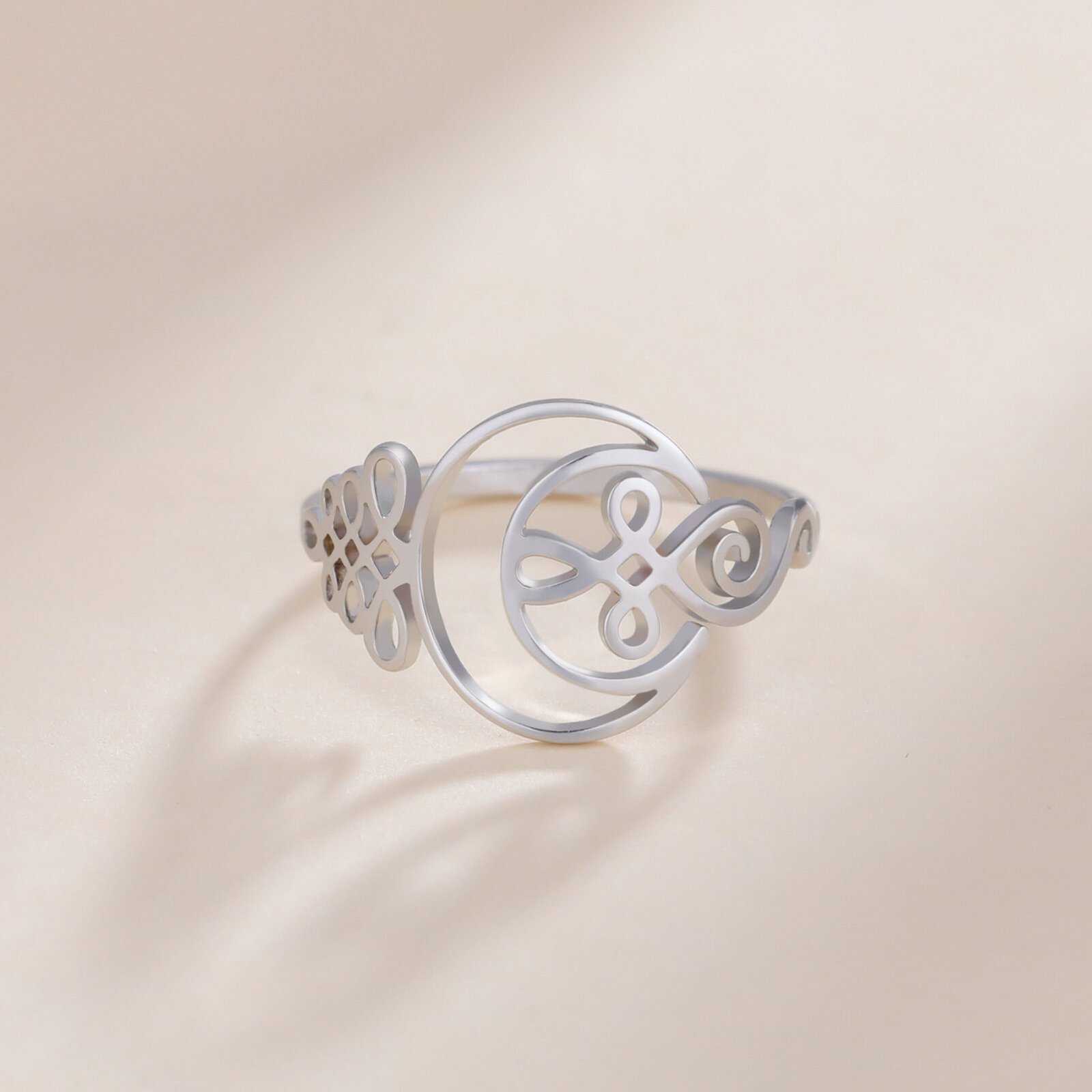 Cut Titanium Steel Hollow Moon Ring Simple Fashion Personality Stainless Steel - Image 2