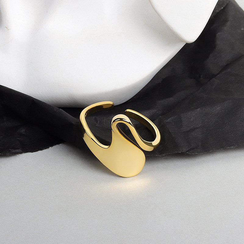 Gold-plated Ring Exaggerated Irregular Concave Wide Surface - Image 2