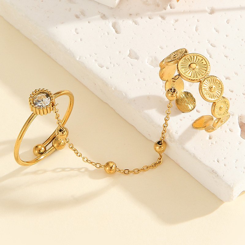 Retro Stainless Steel Ring Butterfly Flower Chain - Image 6