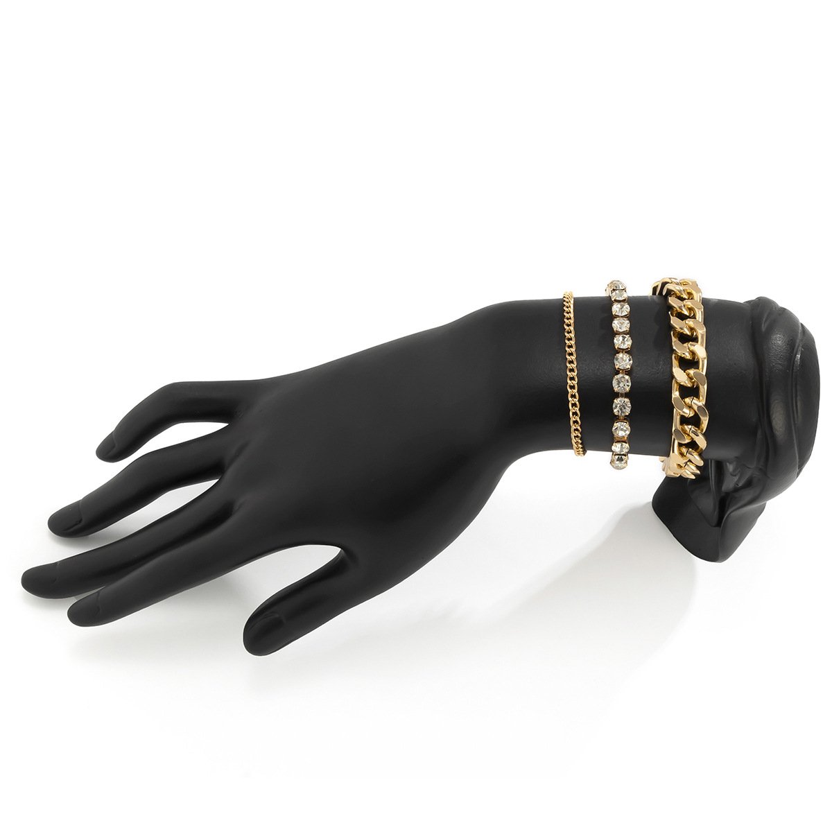 Retro Full Diamond Cross Chain Bracelet Set For Women - Image 6