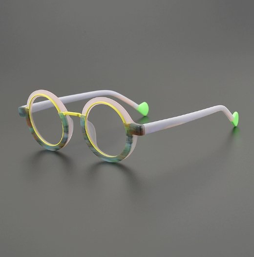 Retro And Versatile Color-blocked Round Glasses Frame - Image 3