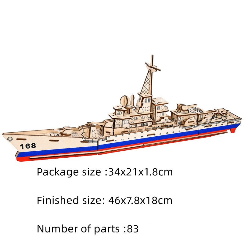 Wooden Model Of Assembled Military Ship - Image 8