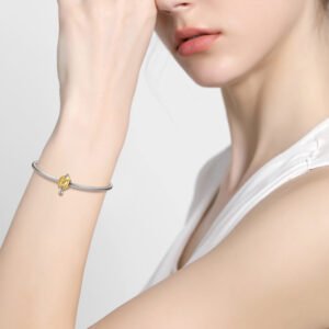Stegosaurus Dinosaur S925 Sterling Silver Gold Plated Beaded Women's Bracelet Necklace Diy Accessories