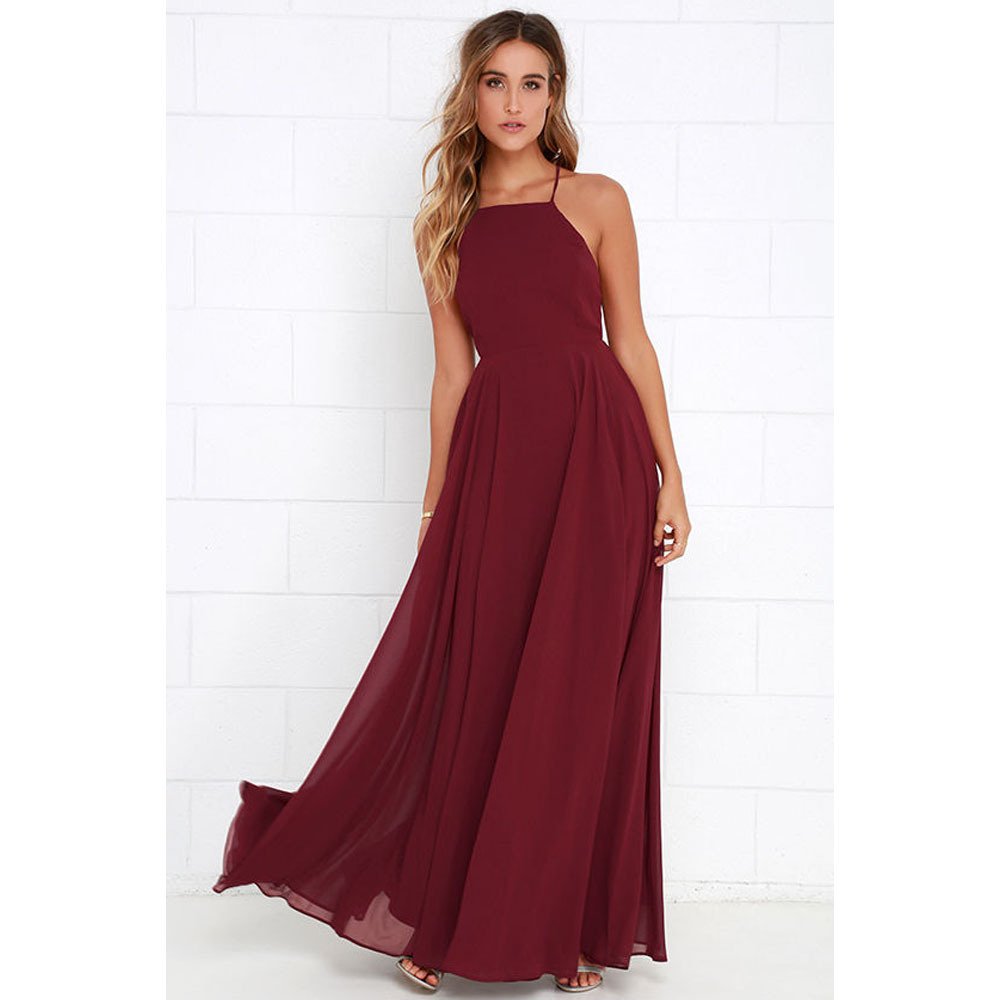 Chiffon big swing sexy backless suspender skirt long dress - Image 7
