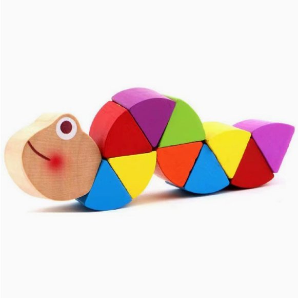 Montessori Educational Wooden Toys Colorful Caterpillars Kid Finger Dexterity Exercises Creature Developmental Blocks - Image 2