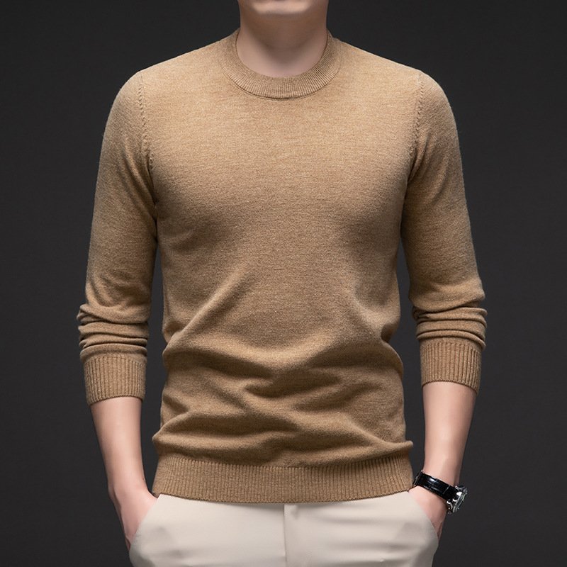 Solid Color Men's Round Neck Long Sleeve Autumn And Winter Leisure Sweater - Image 6