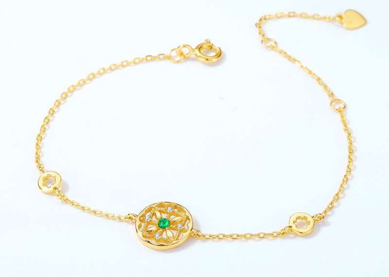 Simple Women's Natural Emerald Bracelet - Image 2