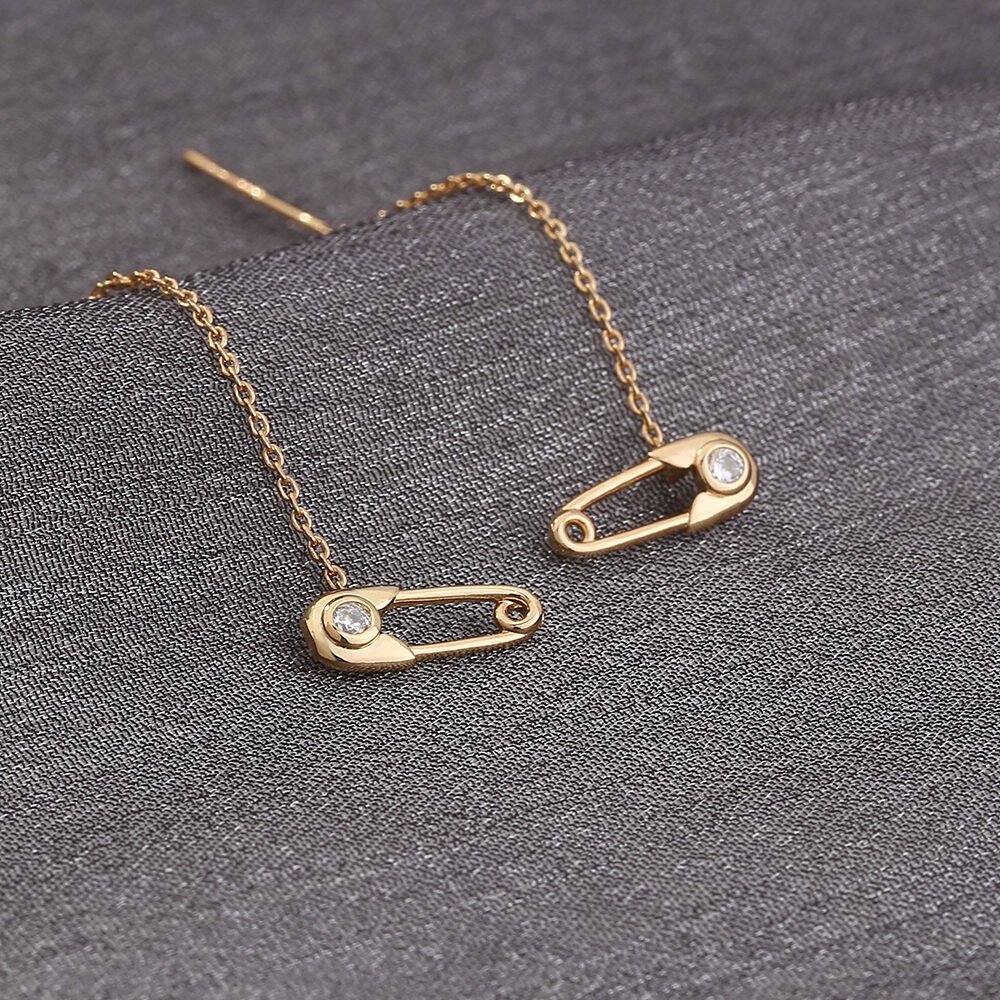 New Copper Safety Pin Micro-zircon Fashion Earrings Long Tassel Earline High-quality Temperament Earrings Female Accessories - Image 5