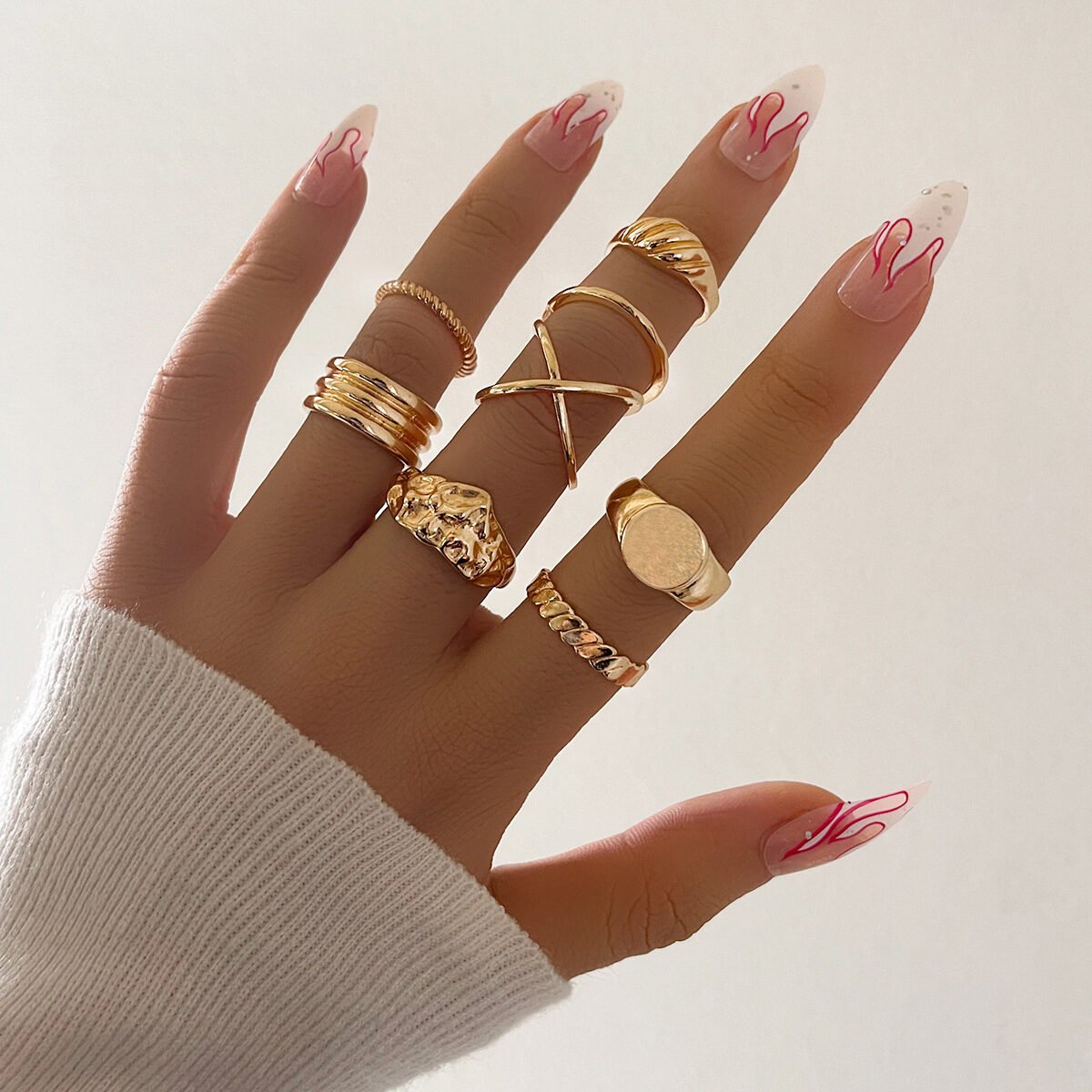 Eight-Piece Metal Joint Ring Temperament Set - Image 5