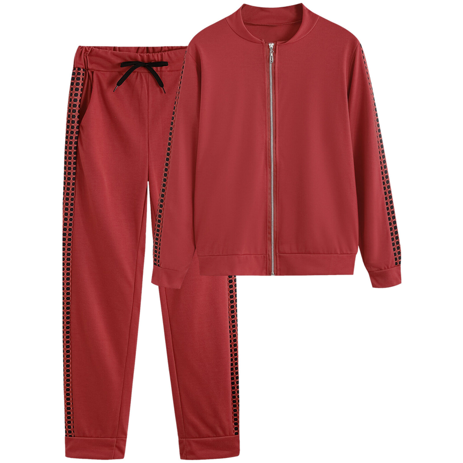 Women's Sports And Leisure Zipper Stitching Plaid Suit - Image 7