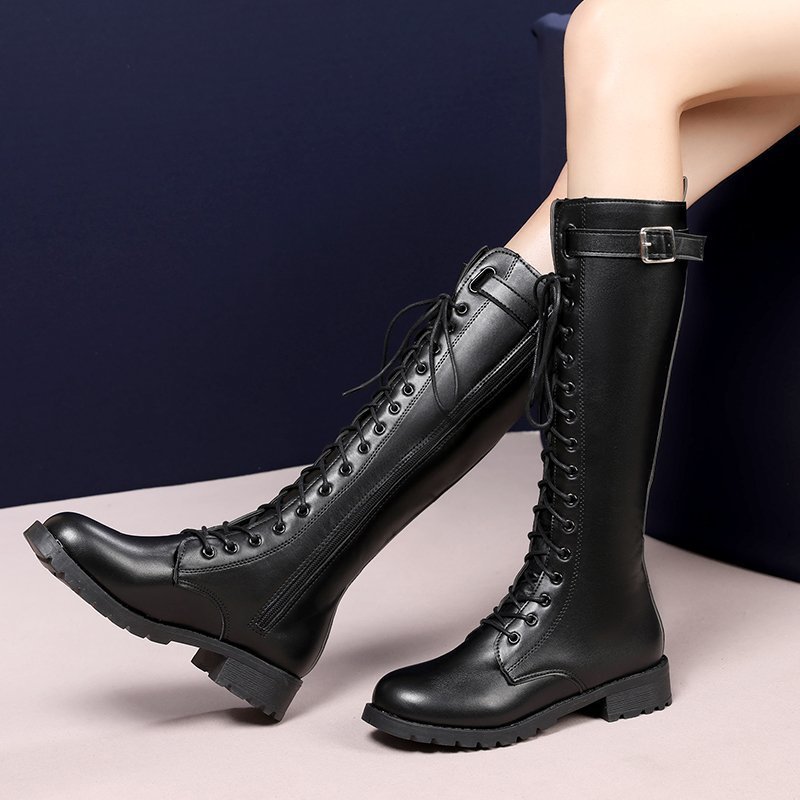 Long Tube Lace Round Toe Casual Fashion Boots - Image 4