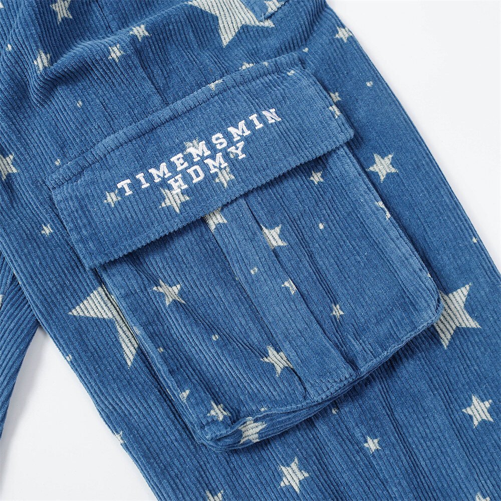 Corduroy Star Full Print Casual Pants - Image 6
