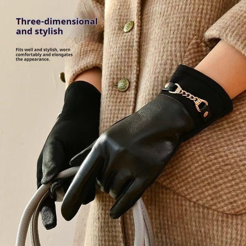Womens Fleece-Lined Thickened Wind- And Cold-Resistant Warm Gloves