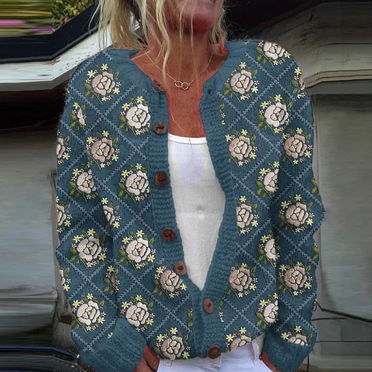 Winter Cardigan Coat Single-breasted Totem Warm Sweater - Image 20