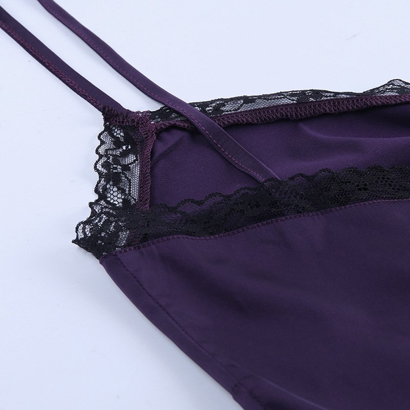 Sling Shoulder Lace Stitching Sexy Slim Dress - Image 5