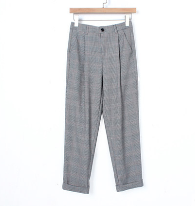 MOMO foam port flavor old pants, new chic lattice nine pants, radish curled suit trousers - Image 4