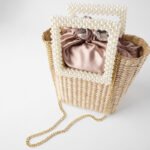 European and American style hand-woven pearl handle stitching shoulder bag