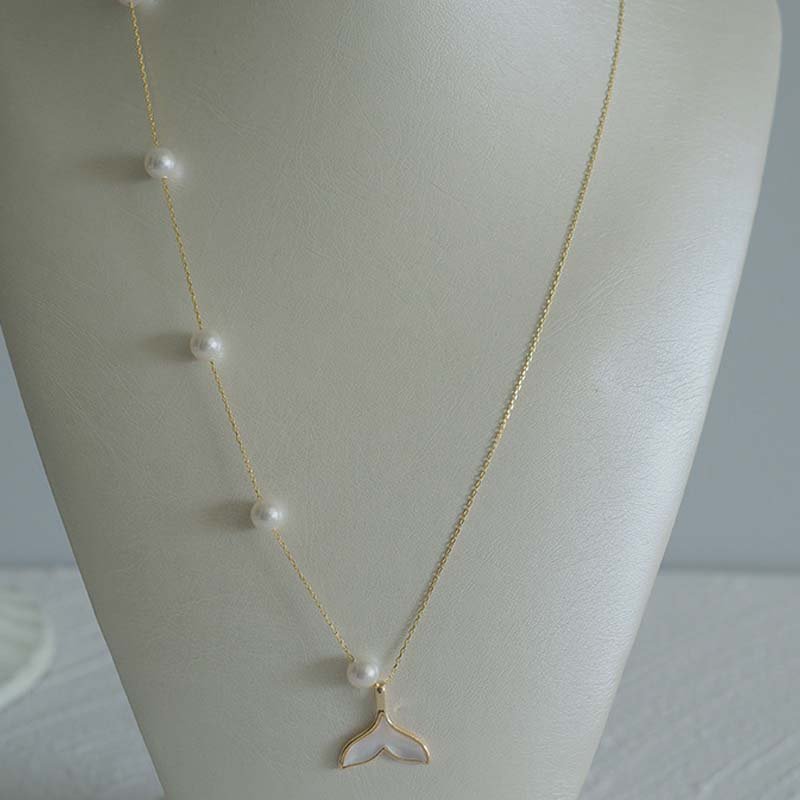 Pearl Dolphin Tail Long Necklace Short Sweater Chain - Image 6