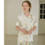 Lapel rosette pajamas