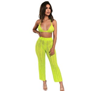 Knitted grid cutout two-piece set