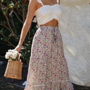 Elastic Waistband Cutout Fungus Skirt
