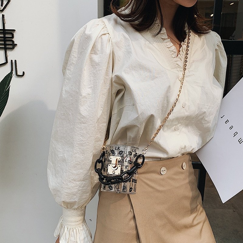 Transparent one-shoulder messenger small chain bag - Image 3