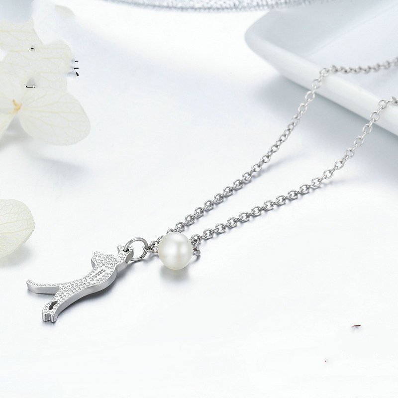 Small animal women's plain silver necklace - Image 4