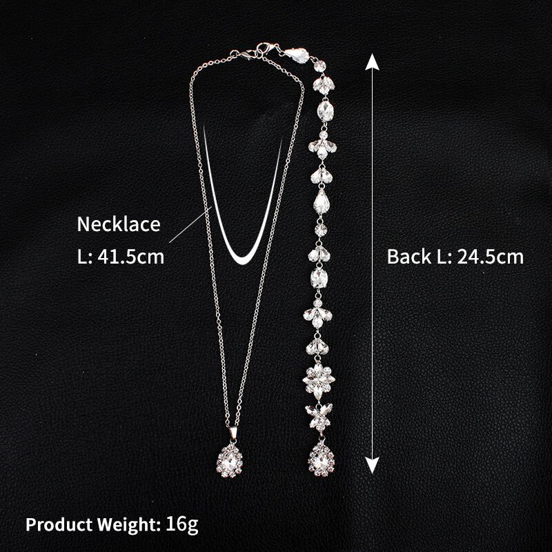 Simple diamond long back chain necklace - Image 3